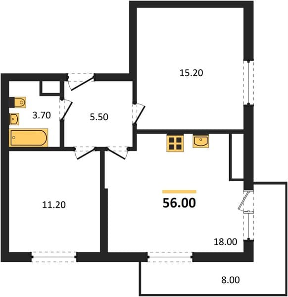 1-Bedroom Apartment in Oblaka-3, Novorossiysk