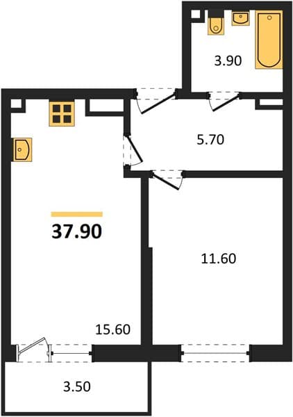 1-Bedroom Apartment with Roof Terrace in Kudepsta, Sochi