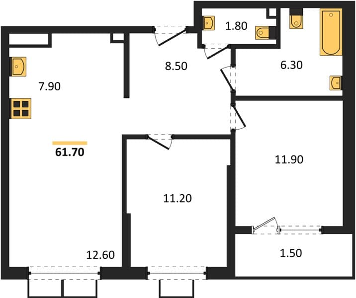 1-Bedroom Apartment in Porto-Novo, Tsemdolina, Novorossiysk
