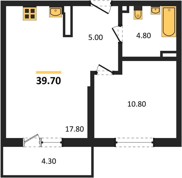 1-Bedroom Apartment with Roof Terrace in Kudepta, Sochi