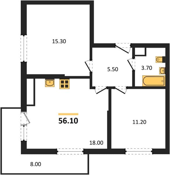 1-Bedroom Apartment in Oblaka-3, Novorossiysk