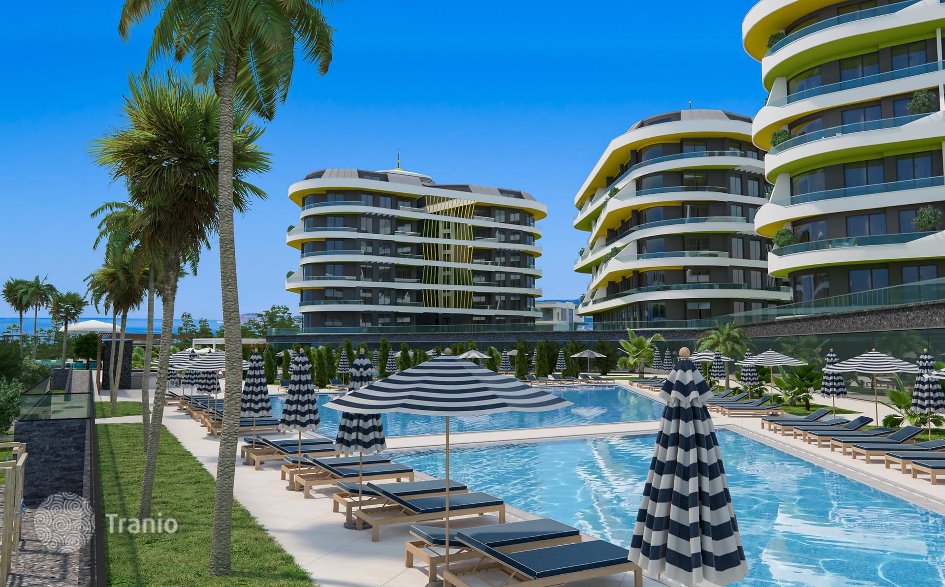 New Apartments with Panoramic Sea View 500 m from the Beach in Alanya