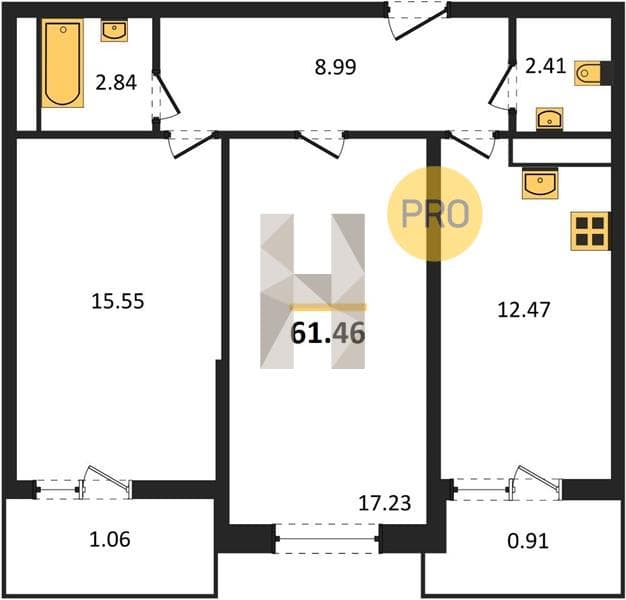 1-Bedroom Apartment in Centralny Residential Complex, Anapa