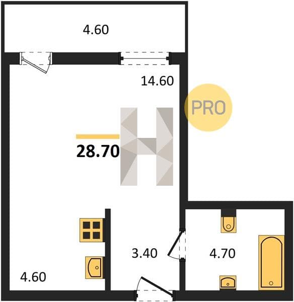 Studio Apartment in Oblaka-3, Novorossiysk