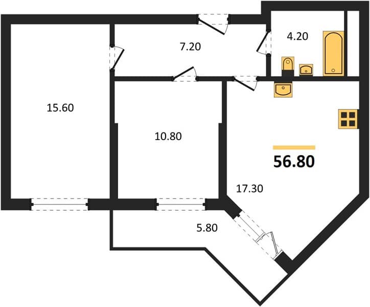 1-Bedroom Apartment in Oblaka-3, Novorossiysk