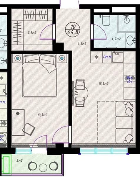 1-Bedroom Apartment in Olivia, Sochi