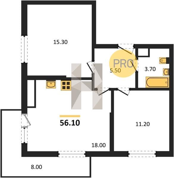 1-Bedroom Apartment in Oblaka-3, Novorossiysk