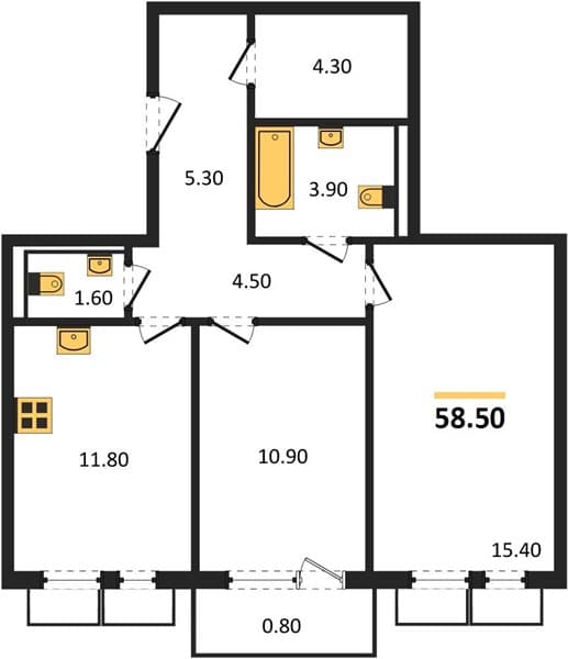 1-Bedroom Apartment with Sea View in Novorossiysk