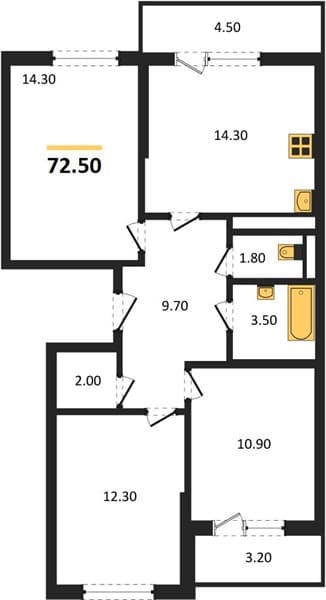 3-Bedroom Apartment in Oblaka-3, Novorossiysk
