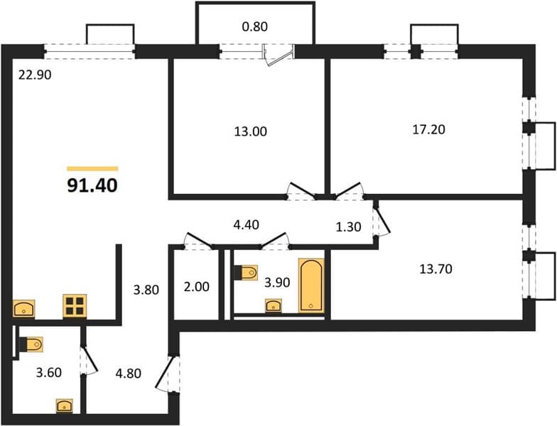 3-Bedroom Apartment with Sea View in Novorossiysk