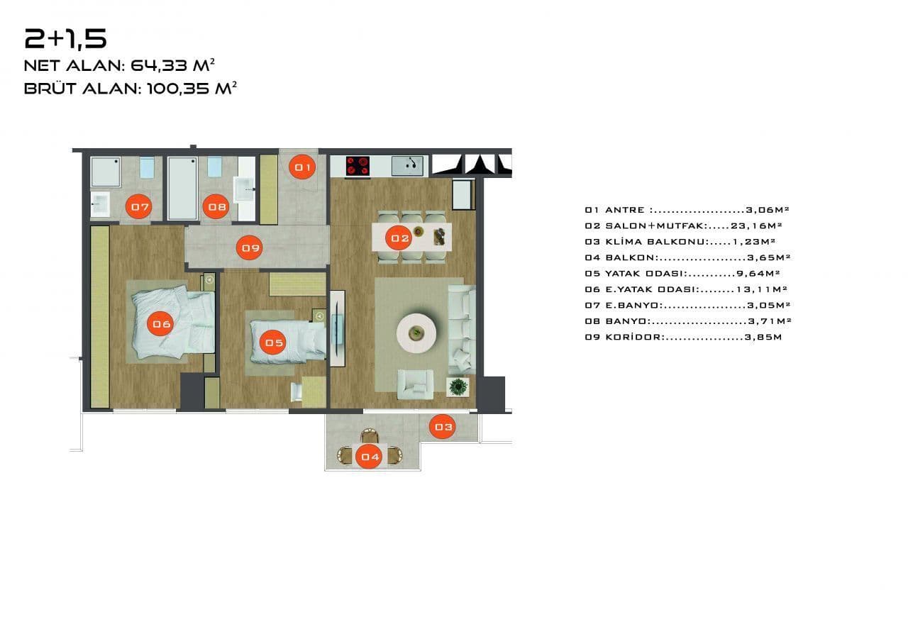 Квартира в Стамбуле, Турция, 64 м², фото 3