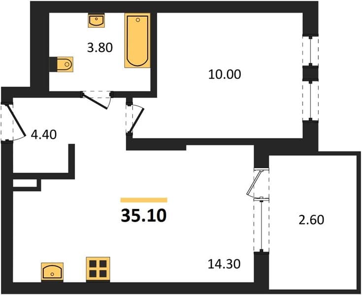 1-Bedroom Apartment with Black Sea View in Novorossiysk