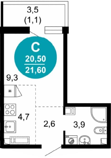 Studio Apartment in Lestoriya, Sochi