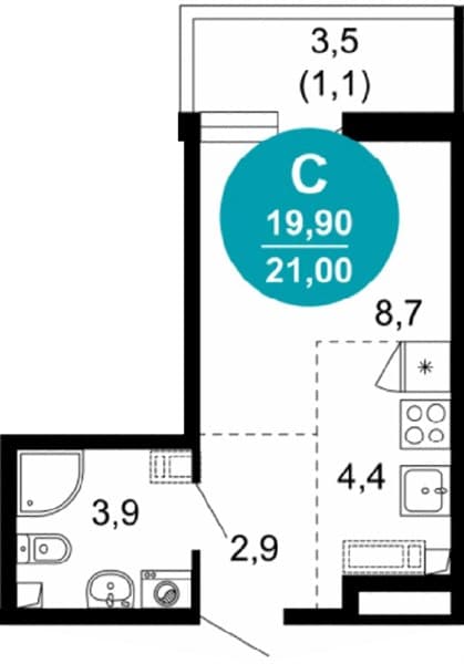 Studio Apartment in Lestoria, Sochi