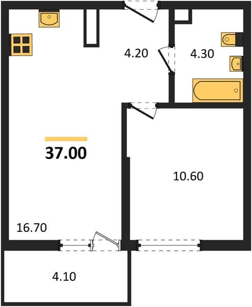 1-Bedroom Apartment in Lestoriya, Sochi