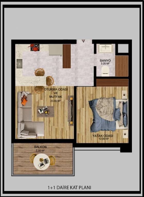 Квартира в Мерсине, Турция, 45 м², фото 3
