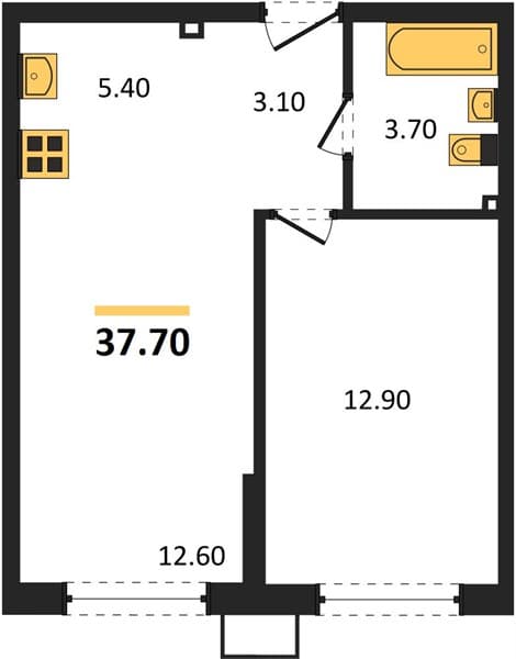 1-Bedroom Apartment in Porto-Novo, Tsemdolina, Novorossiysk