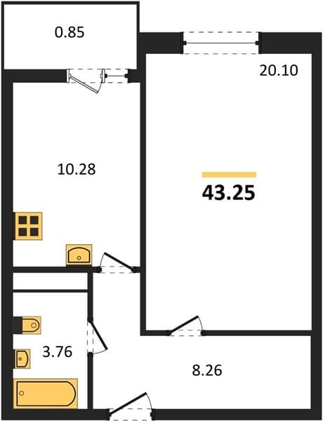 1-Bedroom Apartment with City View in Anapa