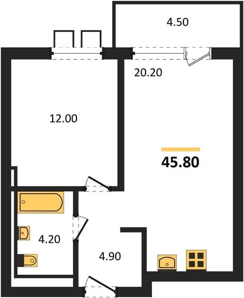 1-Bedroom Apartment in Gostinichny Kompleks More Tut, Golubitskaya