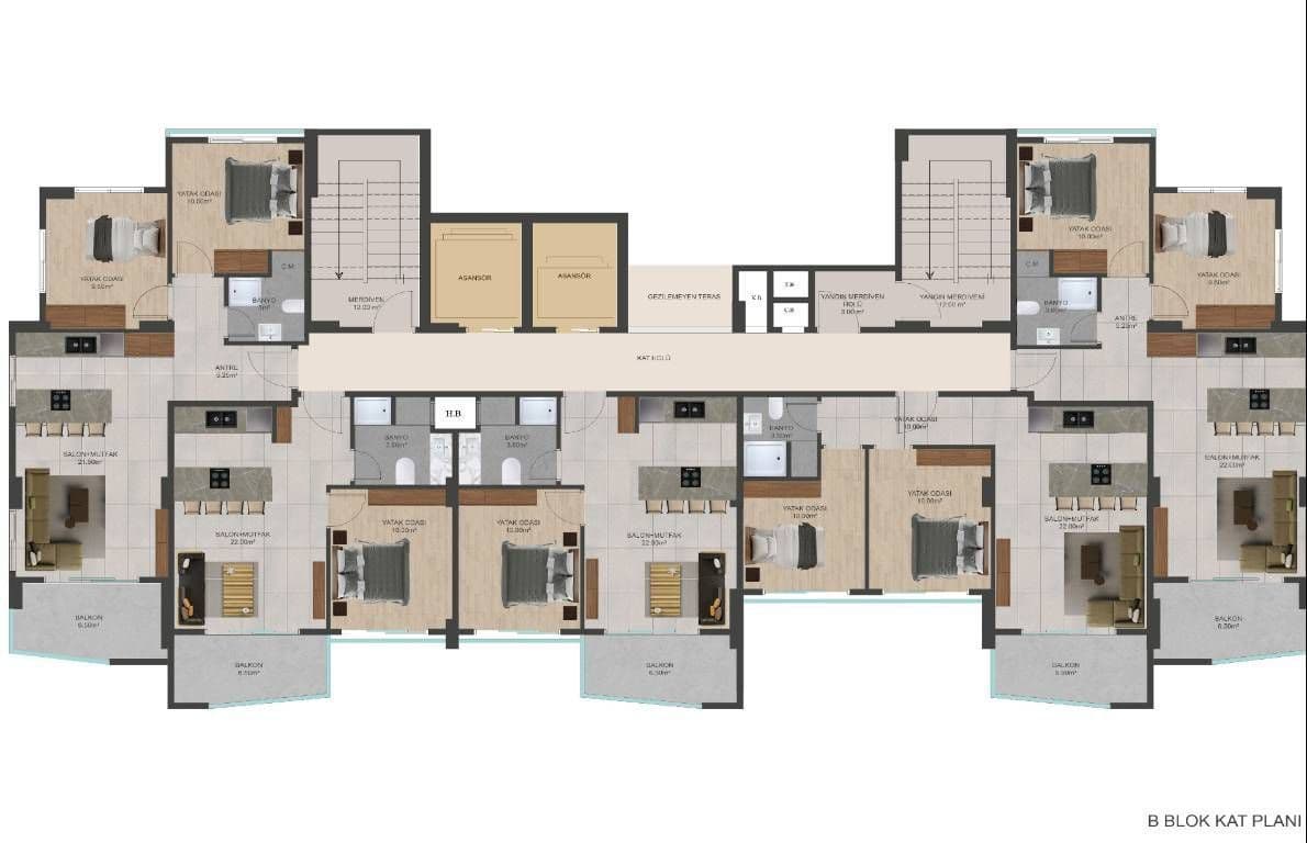 Апартаменты в Мерсине, Турция, 80 м²