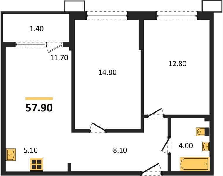 1-Bedroom Apartment in Porto-Novo, Tsemdolina, Novorossiysk