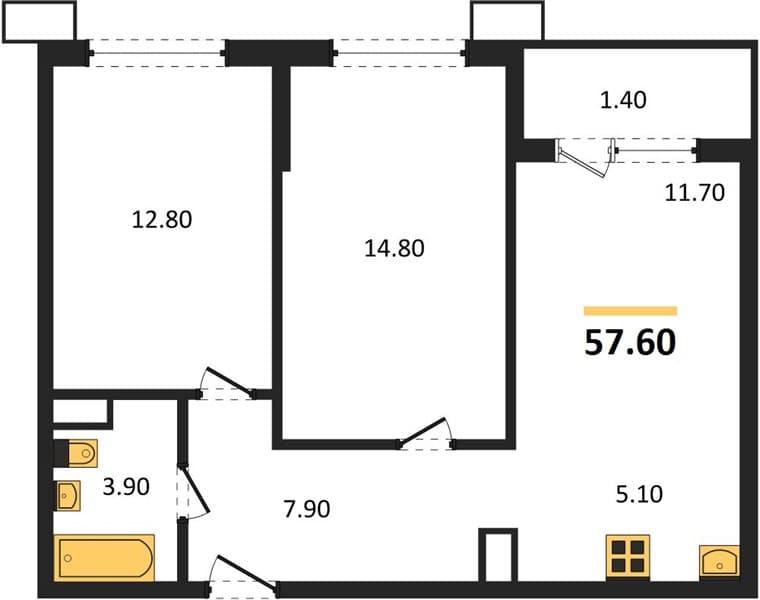 1-Bedroom Apartment in Porto-Novo, Tsemdolina, Novorossiysk