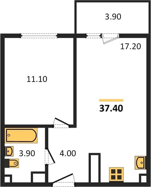 1-Bedroom Apartment on the 23rd Floor in Oblaka-2, Novorossiysk