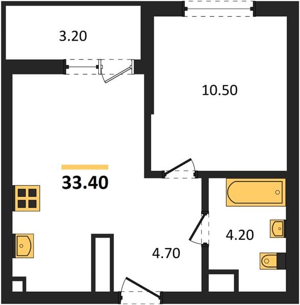 Studio, 33.40 m² in Oblaka-3, Novorossiysk