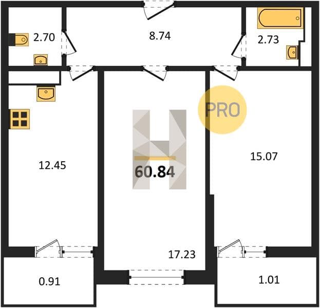 2-Bedroom Apartment in Centralnyy, Anapa