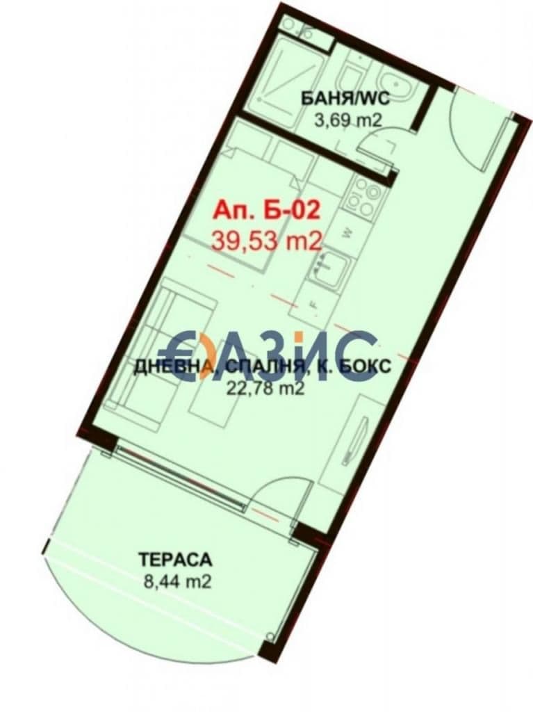 Апартаменты в Несебре, Болгария, 45.6 м², фото 2