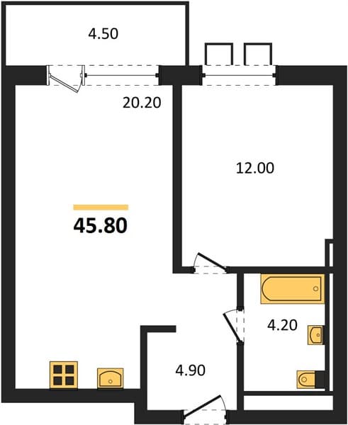1-Bedroom Apartment in Gostinichny Komplex More Tut, Golubitskaya