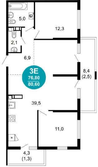 2-Bedroom Apartment in Lestoriya, Sochi