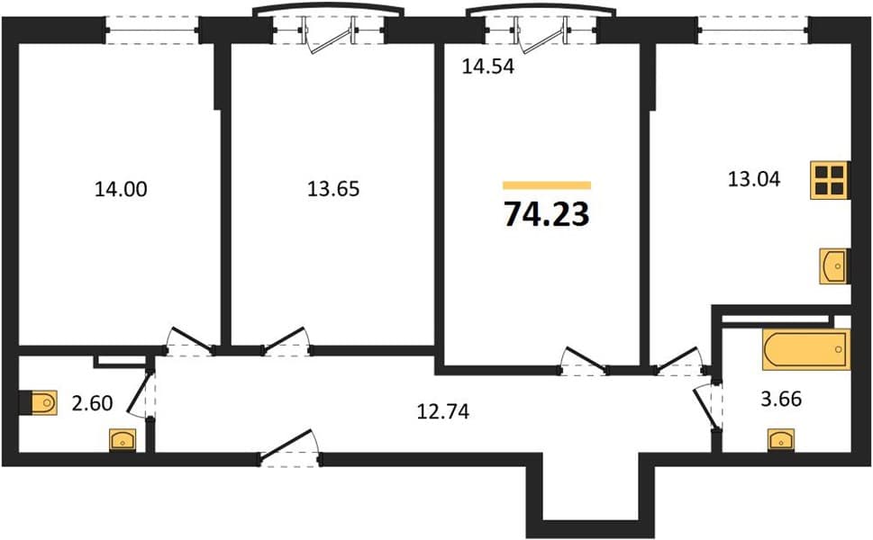 2-Bedroom Apartment in Svetsky Les, Sochi