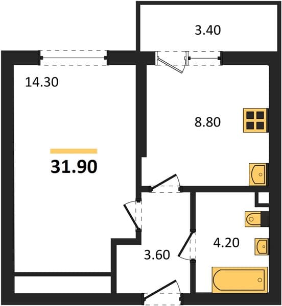 Studio Apartment in Oblaka-3, Novorossiysk