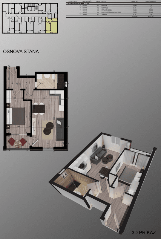 Квартира в Баре, Черногория, 45 м²