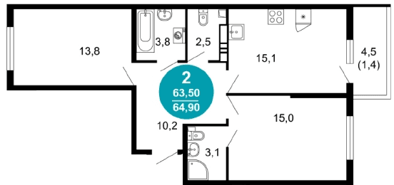 2-Bedroom Apartment in Lestoria, Sochi