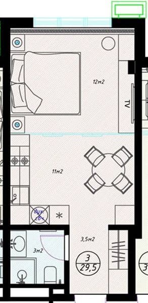 Studio Apartment in Olivia, Sochi