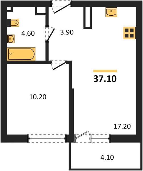 1-Bedroom Apartment in Flora, Sochi