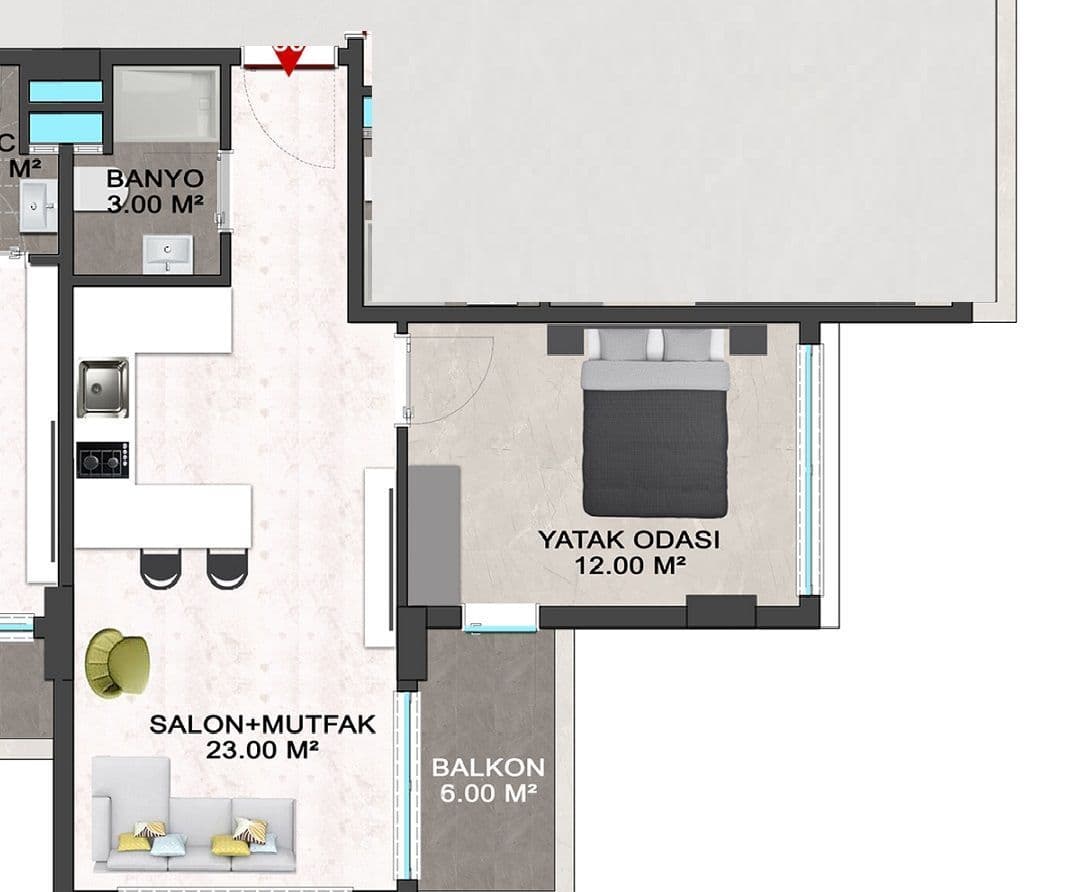 Квартира в Алании, Турция, 60 м², фото 2