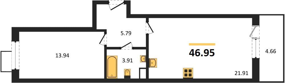 1-Bedroom Apartment with Ground Floor in Sady u Morya, Temryuk
