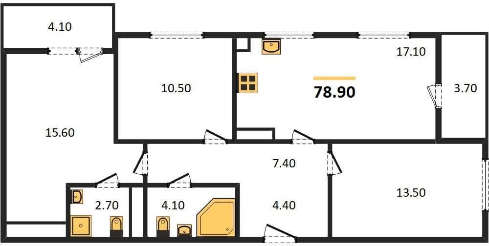 2-Bedroom Apartment on the 22nd Floor in Oblaka-2, Novorossiysk