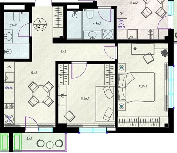 2-Bedroom Apartment in Olivia, Sochi