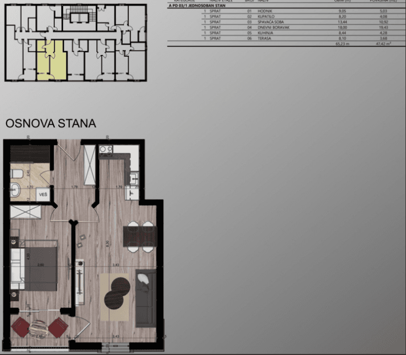 Квартира в Баре, Черногория, 47 м²