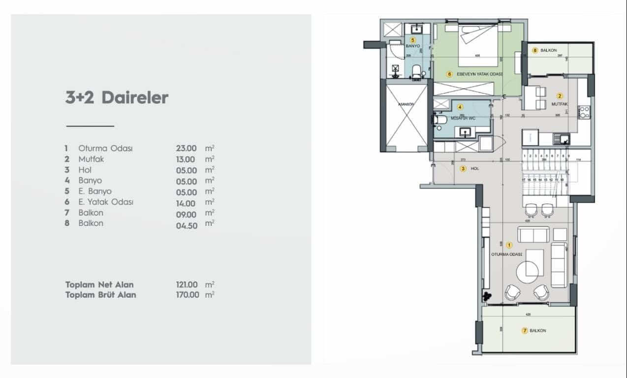 Апартаменты в Мерсине, Турция, 121 м², фото 4