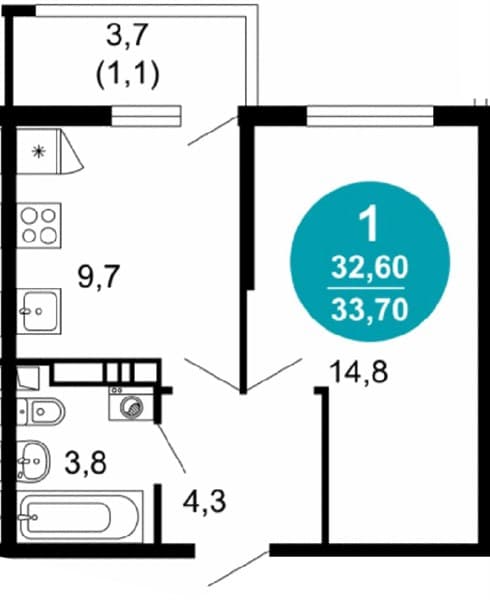 Studio Apartment in Lestoriya, Sochi