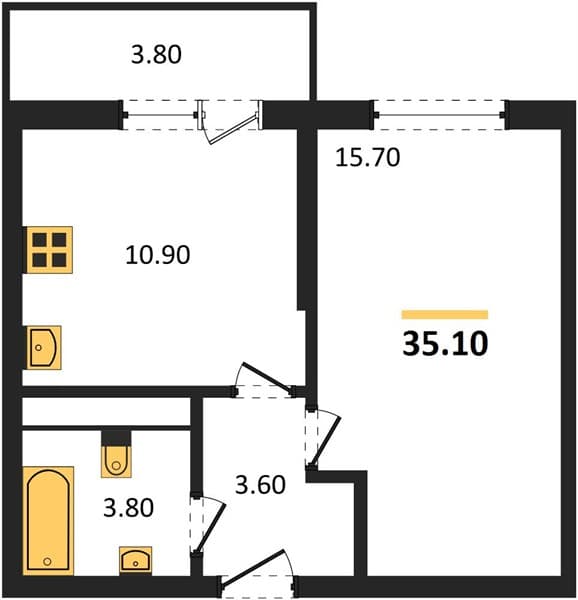 Studio Apartment in Oblaka-3, Novorossiysk