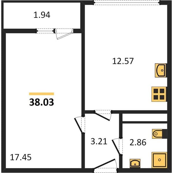 1-Bedroom Apartment in Kislorod Residential Complex, Sochi
