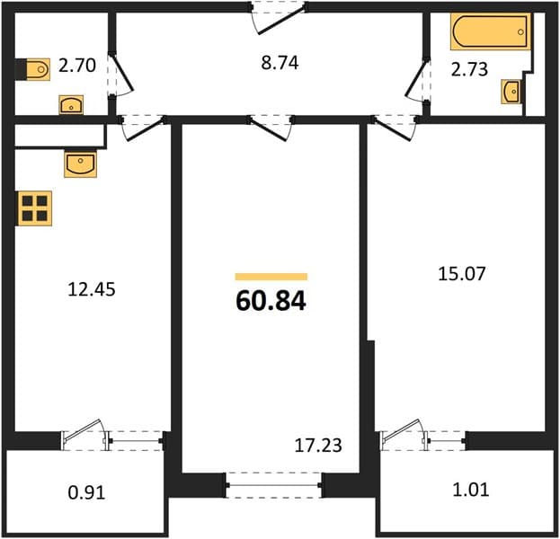 2-Bedroom Apartment in Centralny, Anapa