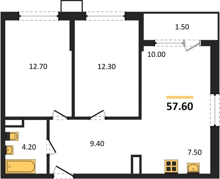 1-Bedroom Apartment in Porto Novo, Tsemdolina, Novorossiysk