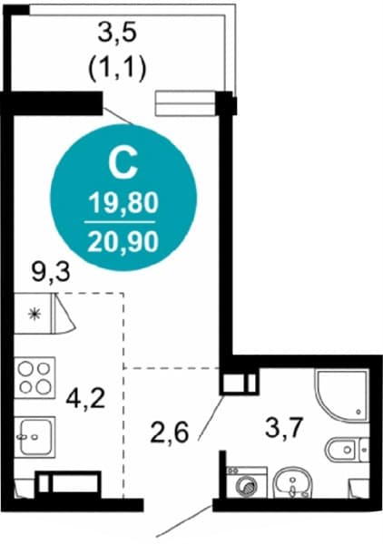 Studio Apartment in Lestoriya, Sochi